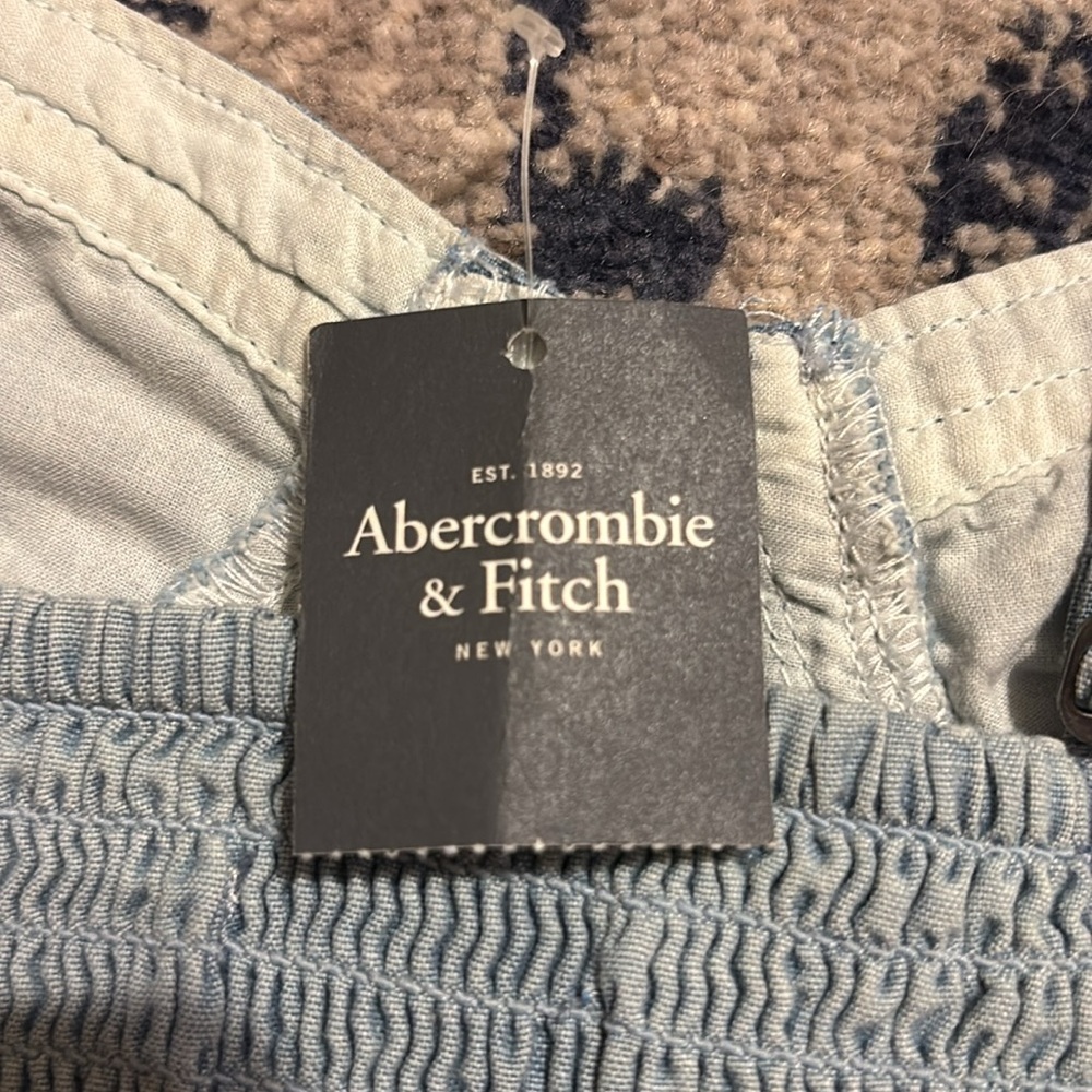 Abercrombie & Fitch Light Blue Denim Cropped Bustier Top - Picture 7 of 8